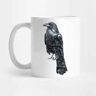 Double Exposure Crow & Tree Branches Mug